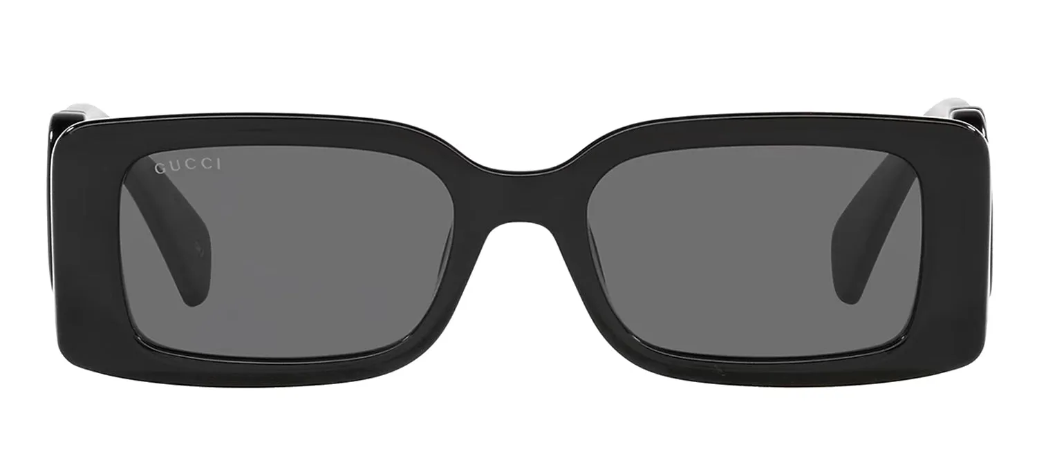 Gucci GG LOGO GG 1325S 001 Rectangle Plastic Black Sunglasses with Grey Lens sold by Gaffos