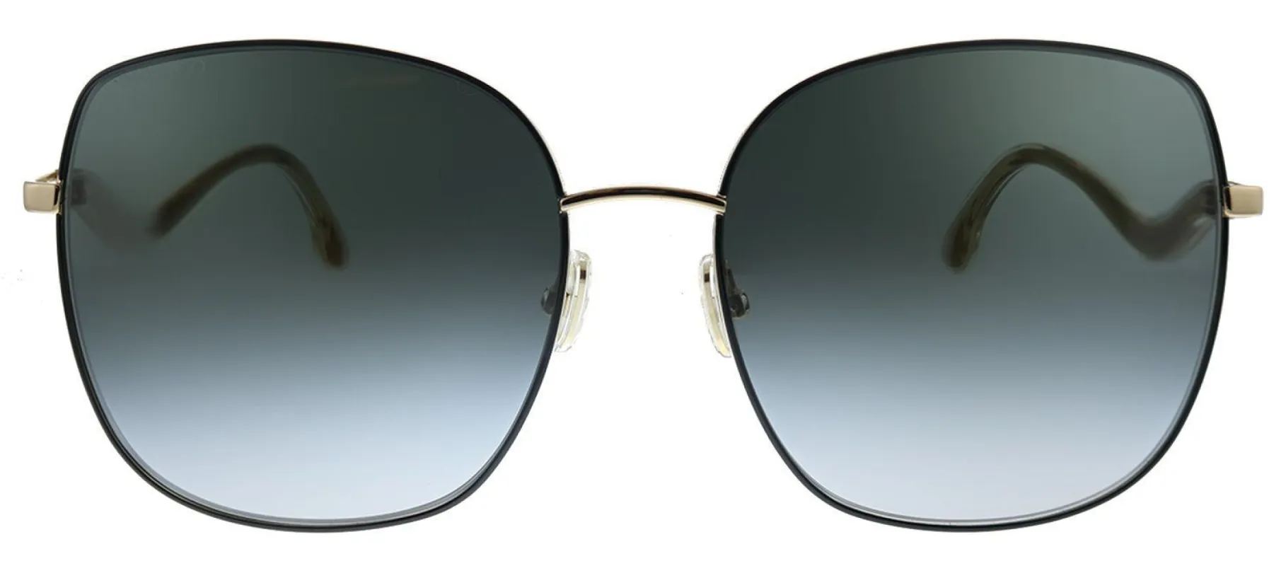 Jimmy Choo JC MAMIE/S RHL 9O Rectangle Metal Gold Sunglasses with Grey Gradient Lens sold by Gaffos