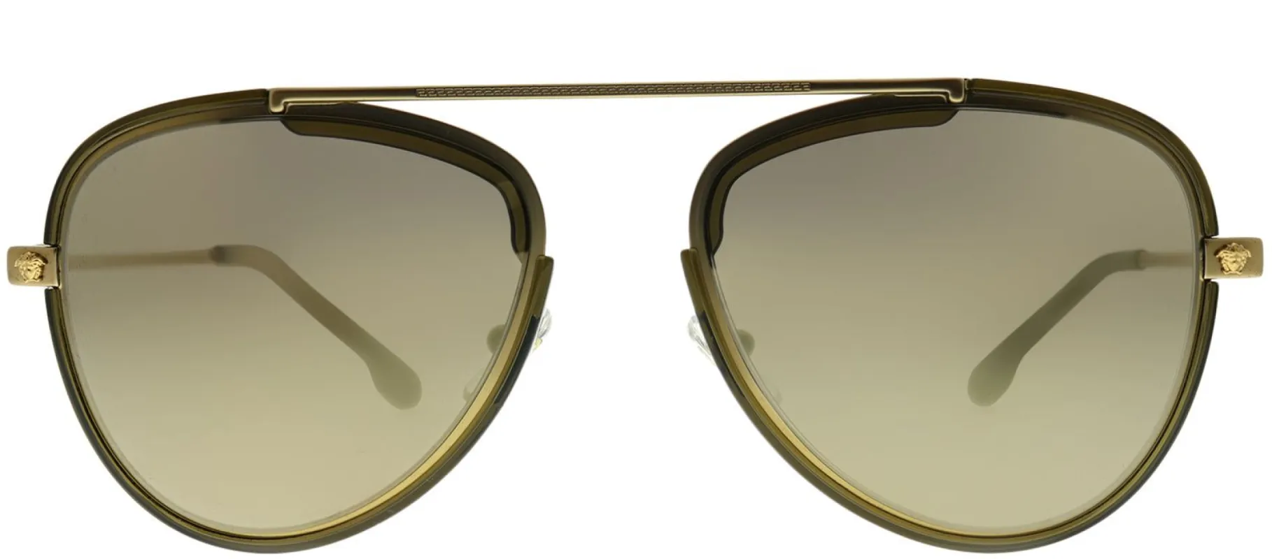 Versace VE 2193 14285A Aviator Metal Gold Sunglasses with Gold Mirror Lens made by Gaffos