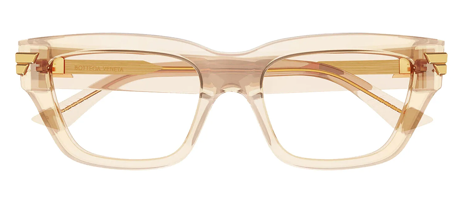 Bottega Veneta UNAPOLOGETIC BV 1190O 004 Cat-Eye Plastic Beige Eyeglasses with Logo Stamped Demo Lenses sold by Gaffos