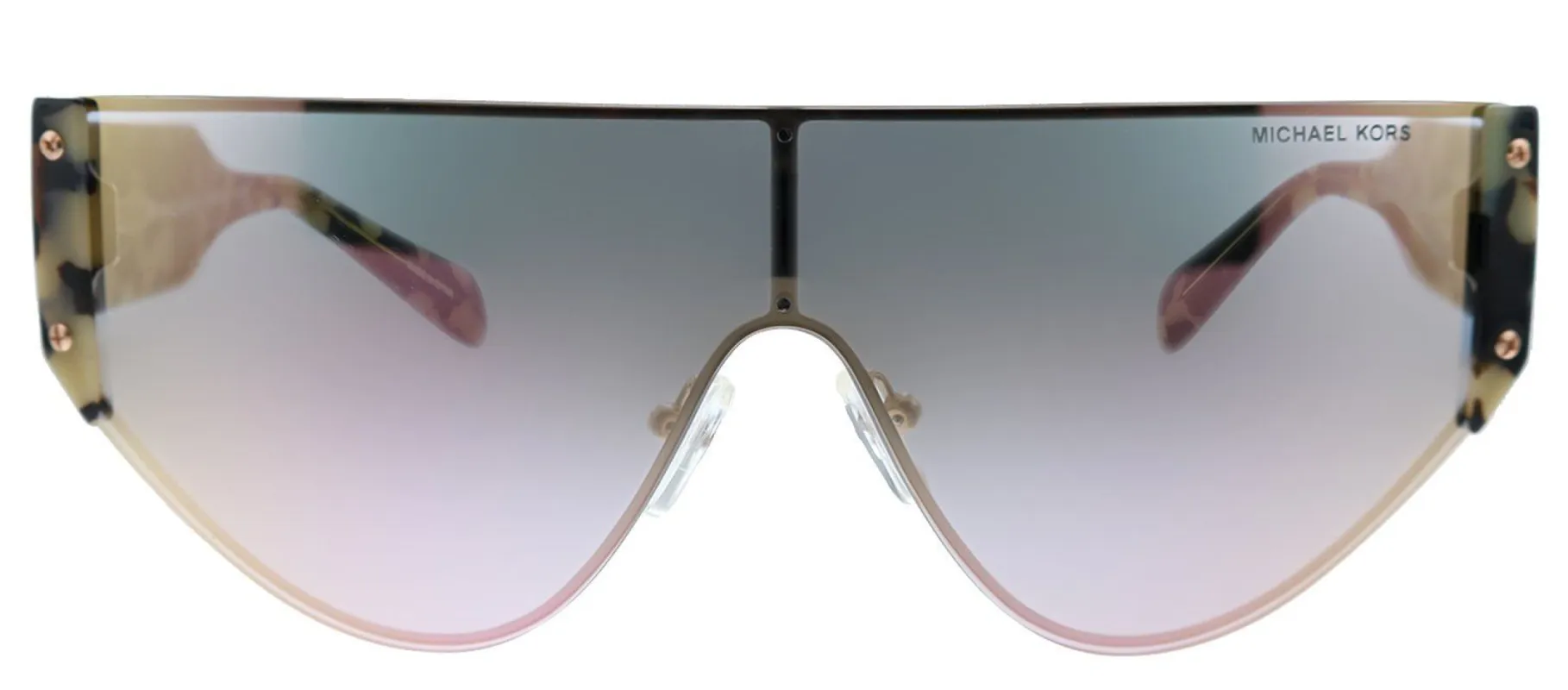 Michael Kors Park City MK 1080 11084Z Shield Metal Rose Gold Sunglasses with Rose Mirror Lens made by Gaffos