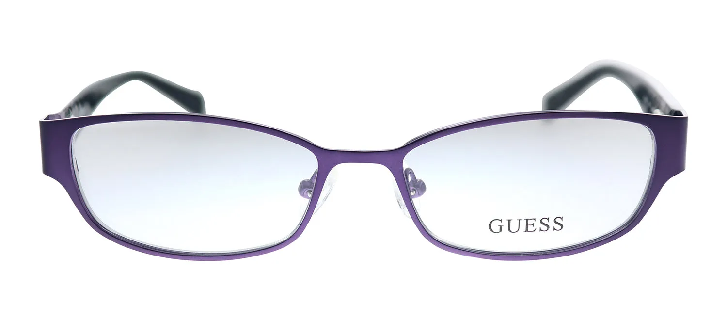 Guess GU 2412 Pur Rectangle Metal Purple Eyeglasses with Logo Stamped Demo Lenses sold by Gaffos