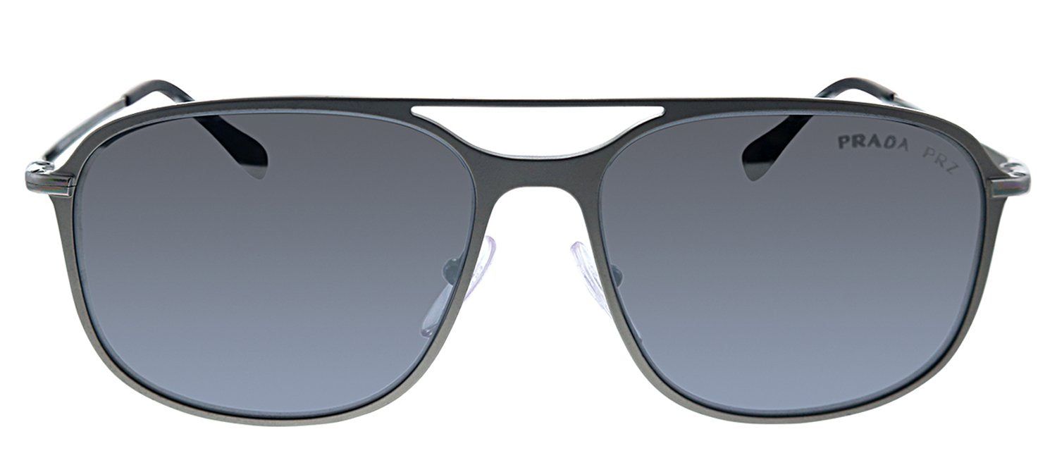 Prada Linea Rossa PS 53TS 7CQ2F2 Rectangle Metal Brown Sunglasses with SIlver Polarized Lens sold by Gaffos