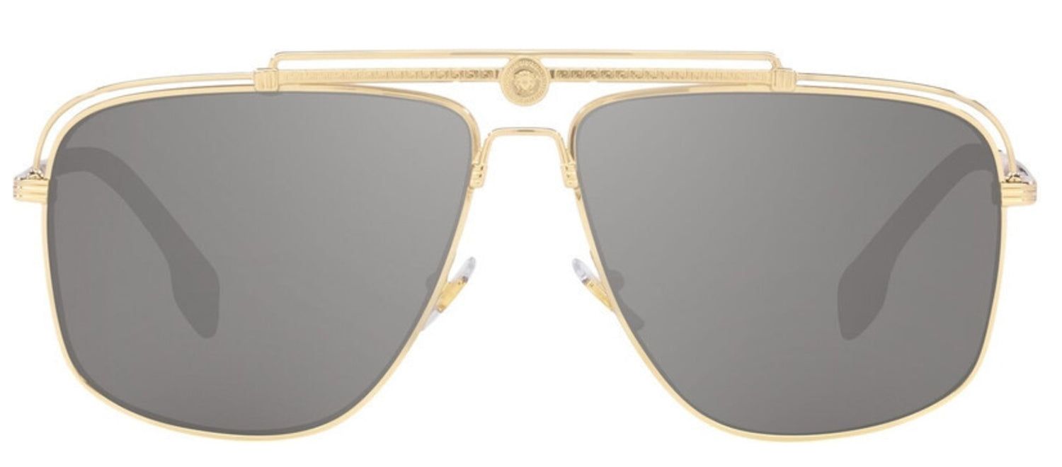 Versace VE 2242 12526G Rectangle Metal Gold Sunglasses with Silver Mirror Lens sold by Gaffos
