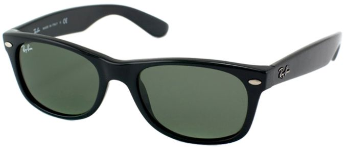 Ray-Ban RB 2132 901 Wayfarer Plastic Black Sunglasses with Crystal Green Lens sold by Gaffos
