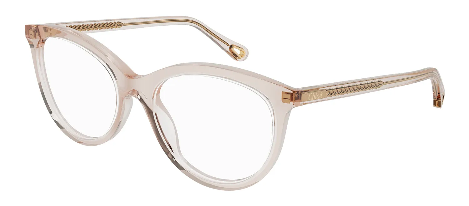 Chloe CH 0117O 003 Cat-Eye Plastic Pink Eyeglasses with Logo Stamped Demo Lenses sold by Gaffos