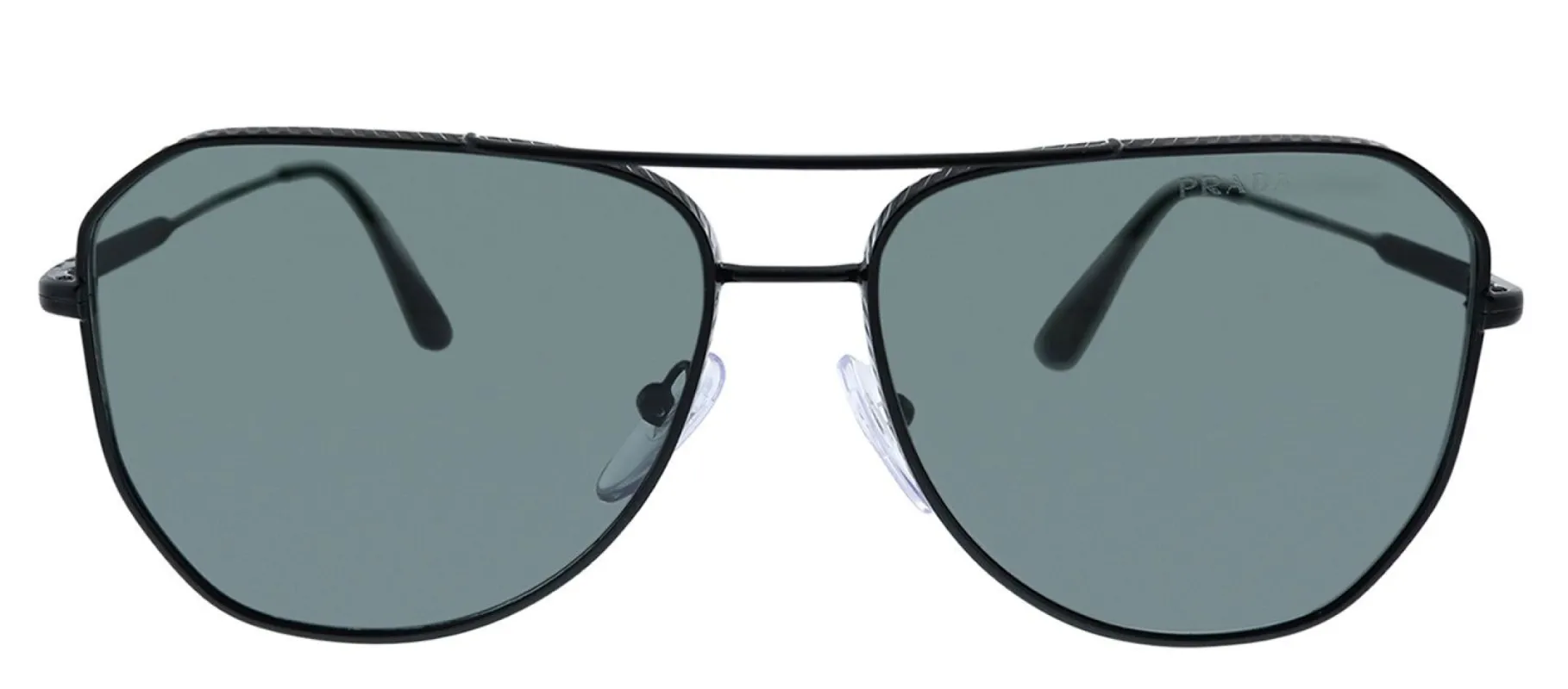 Prada PR 63XS 1AB08G Geometric Metal Black Sunglasses with Grey Polarized Lens sold by Gaffos