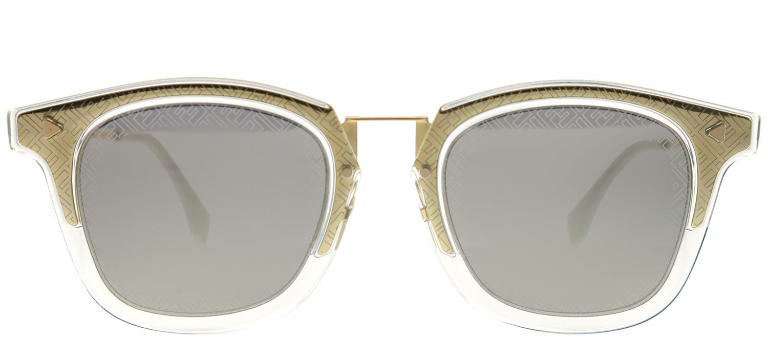 Fendi FF M0045 J5G UE Square Metal Gold Sunglasses with Grey Mirror Fendi Logo Lens sold by Gaffos