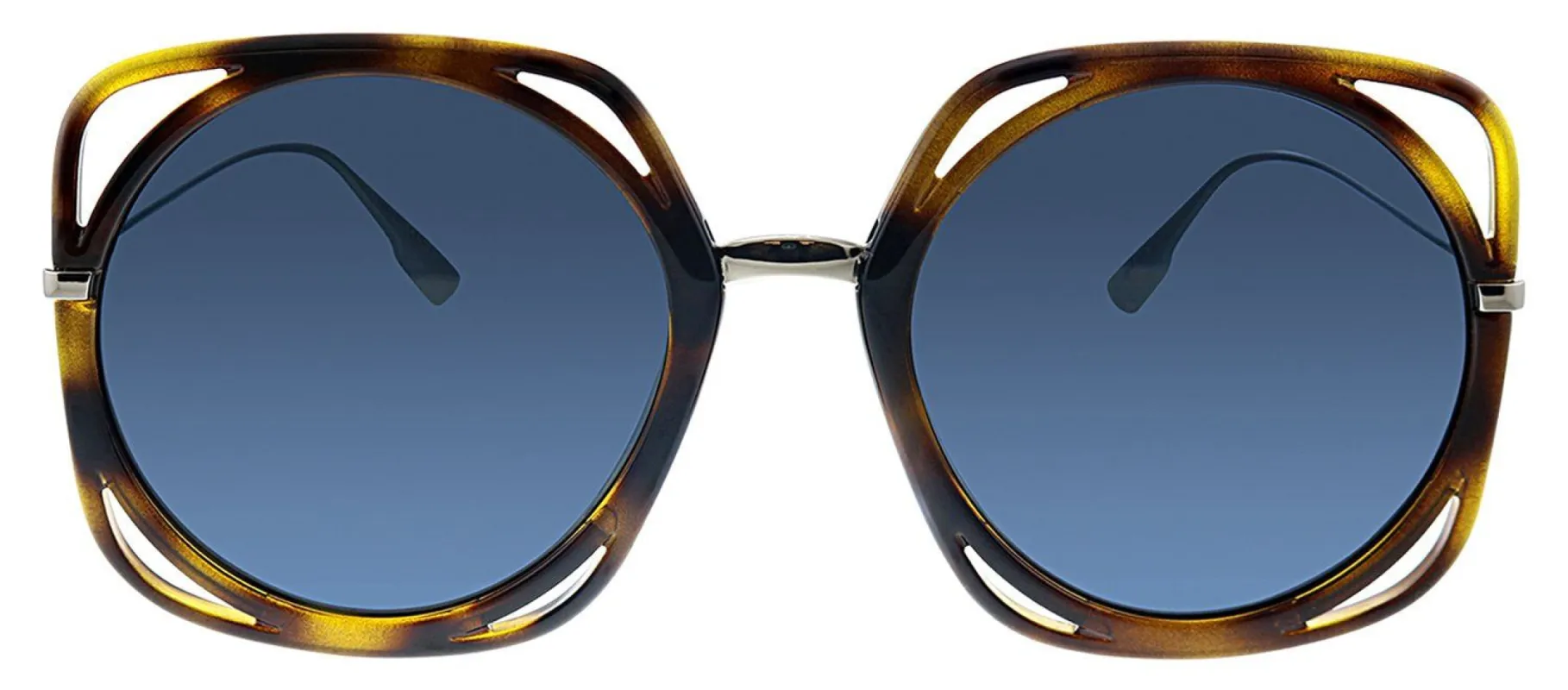 Dior CD Direction DM2 A9 Oval Plastic Havana Sunglasses with Blue Mirror Lens sold by Gaffos