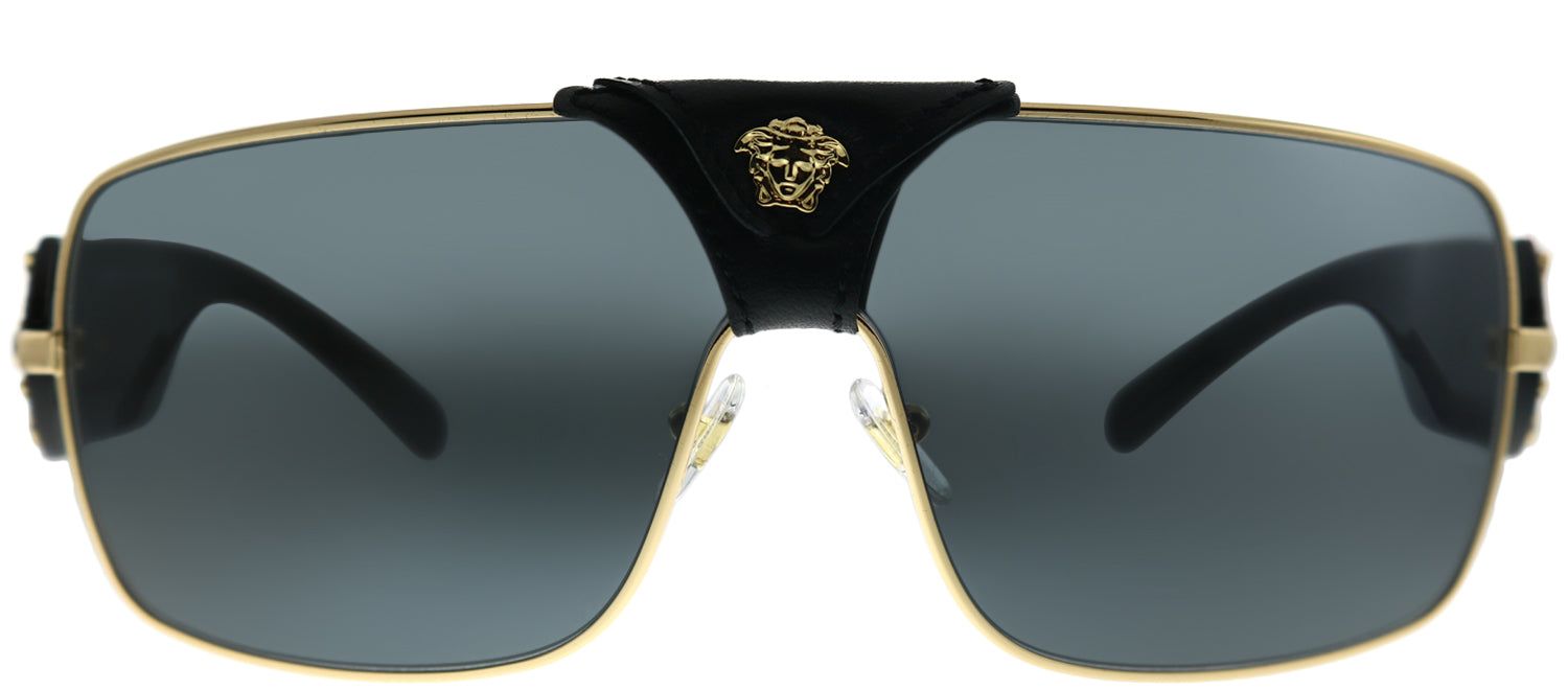 Versace VE 2207Q 100287 Square Metal Gold Sunglasses with Grey Lens sold by Gaffos