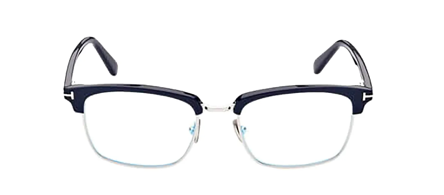 Tom Ford FT 5801-B 090 Square Metal Blue Eyeglasses with Clear Lens sold by Gaffos