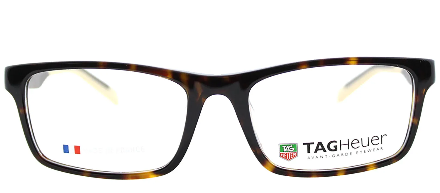 TAG Heuer TAG 555 003 Rectangle Plastic Havana Eyeglasses with Logo Stamped Demo Lenses sold by Gaffos