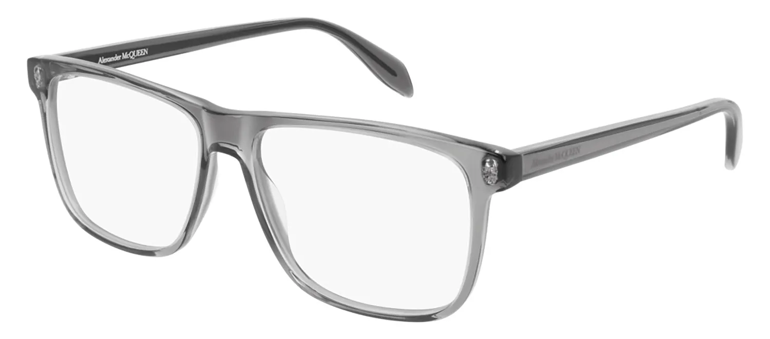 Alexander McQueen AM 0247O 001 Rectangle Acetate Grey Eyeglasses with Demo Lens sold by Gaffos