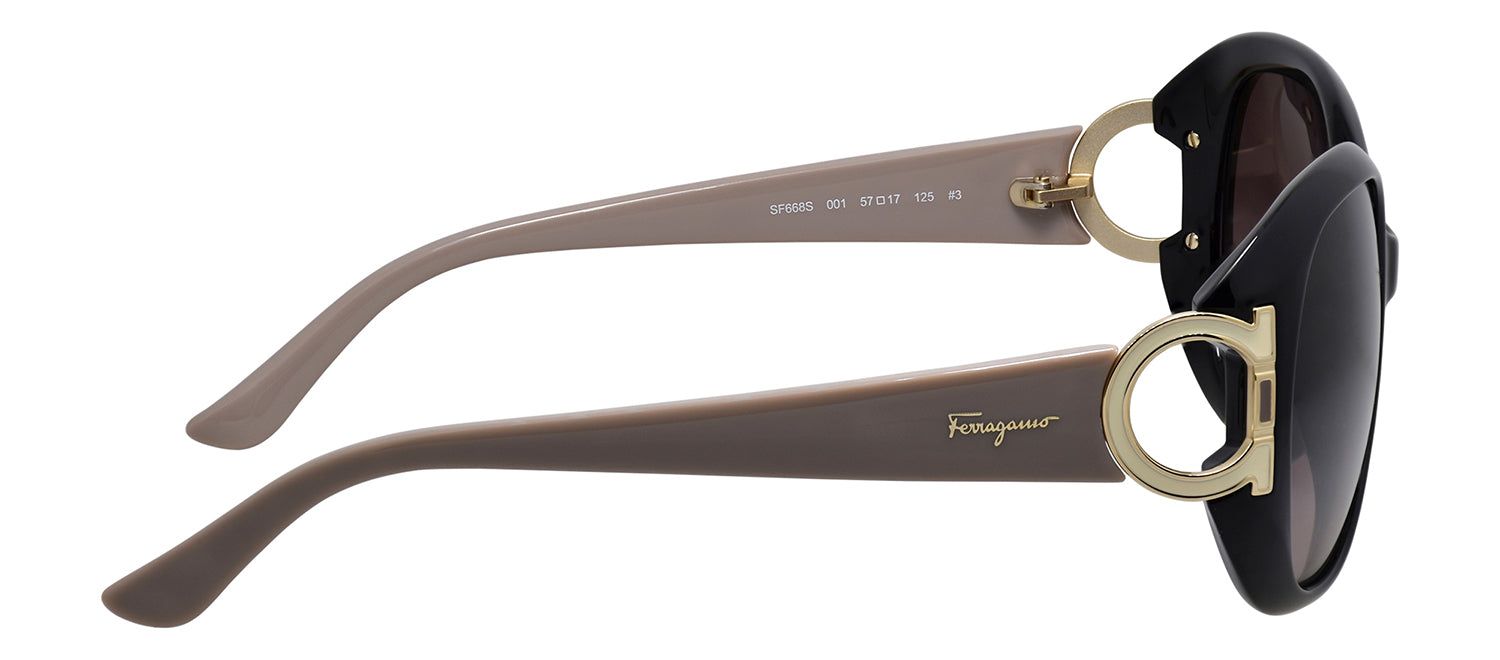 Salvatore Ferragamo SF 668S 001 Round Plastic Black Sunglasses with Brown Gradient Lens sold by Gaffos product image thumbnail 3
