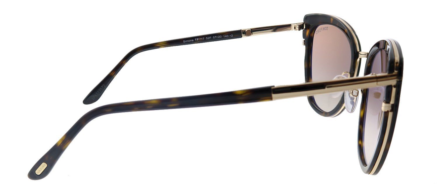 Tom Ford Simona TF 717 52F Cat-Eye Plastic Shiny Dark Havana Sunglasses with Brown Gradient Lens sold by Gaffos product image thumbnail 3