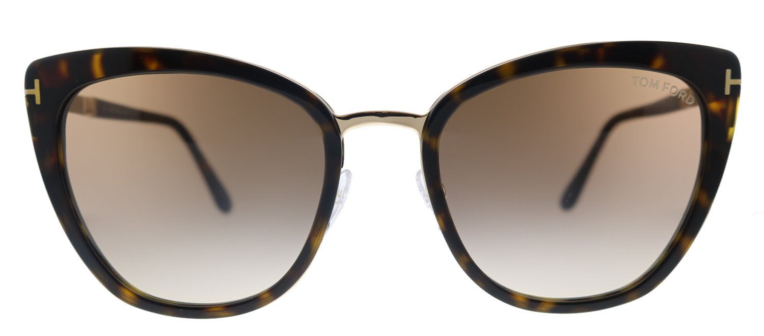 Tom Ford Simona TF 717 52F Cat-Eye Plastic Shiny Dark Havana Sunglasses with Brown Gradient Lens sold by Gaffos