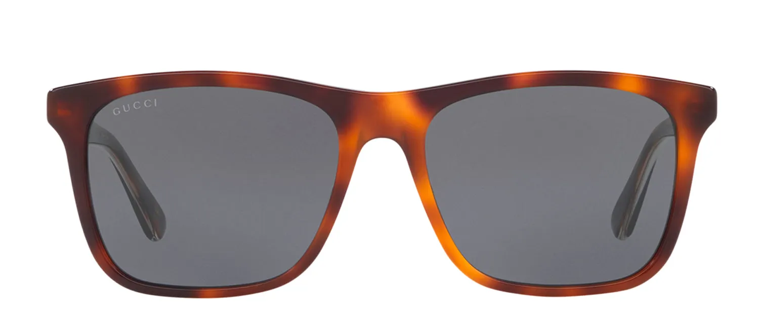 Gucci GG 0381SN 009 Rectangle Plastic Havana Sunglasses with Blue Lens sold by Gaffos