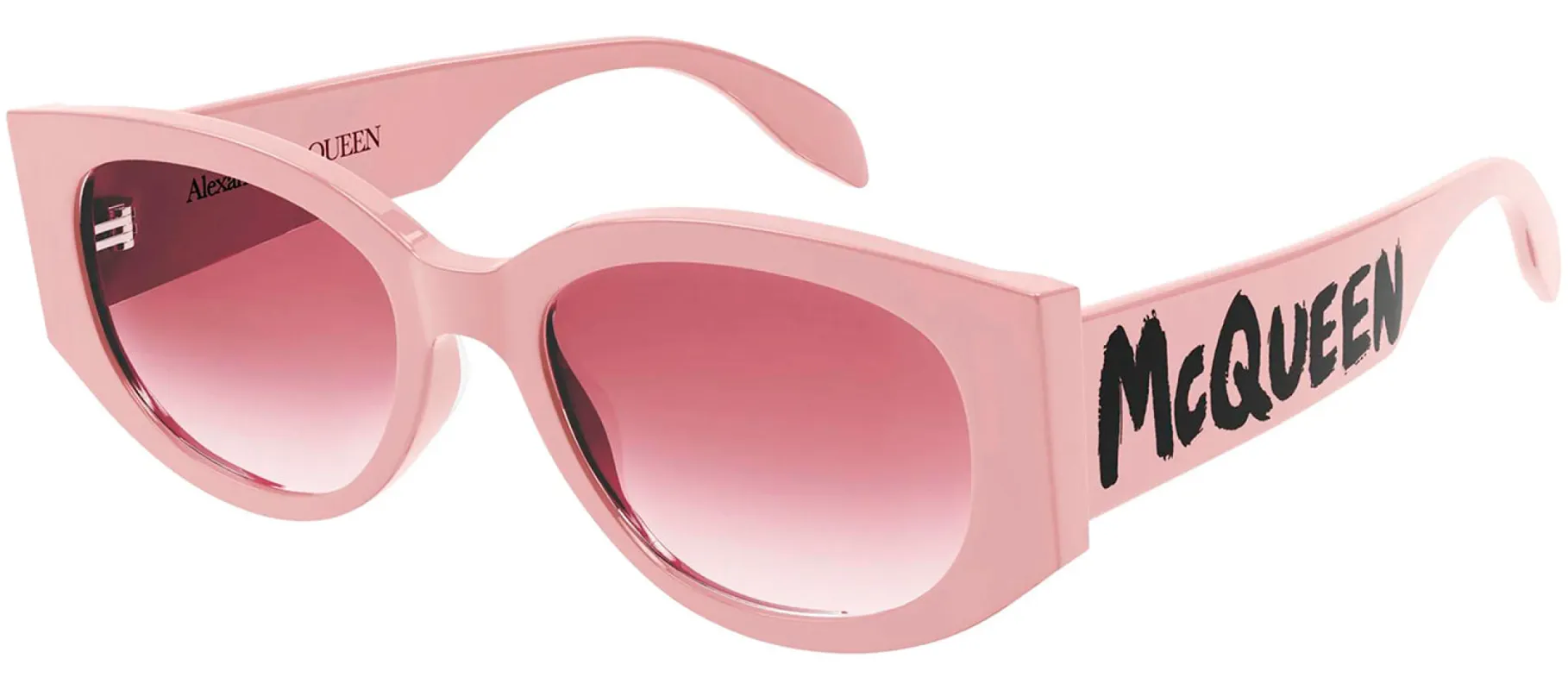 Alexander McQueen AM 0330S 004 Oval Plastic Pink Sunglasses with Pink Gradient Lens sold by Gaffos