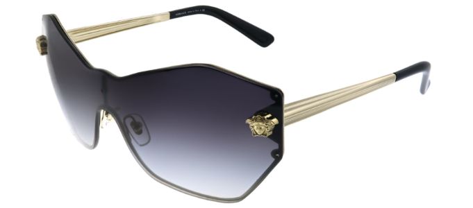 Versace VE 2182 12528G Geometric Metal Gold Sunglasses with Grey Gradient Lens sold by Gaffos