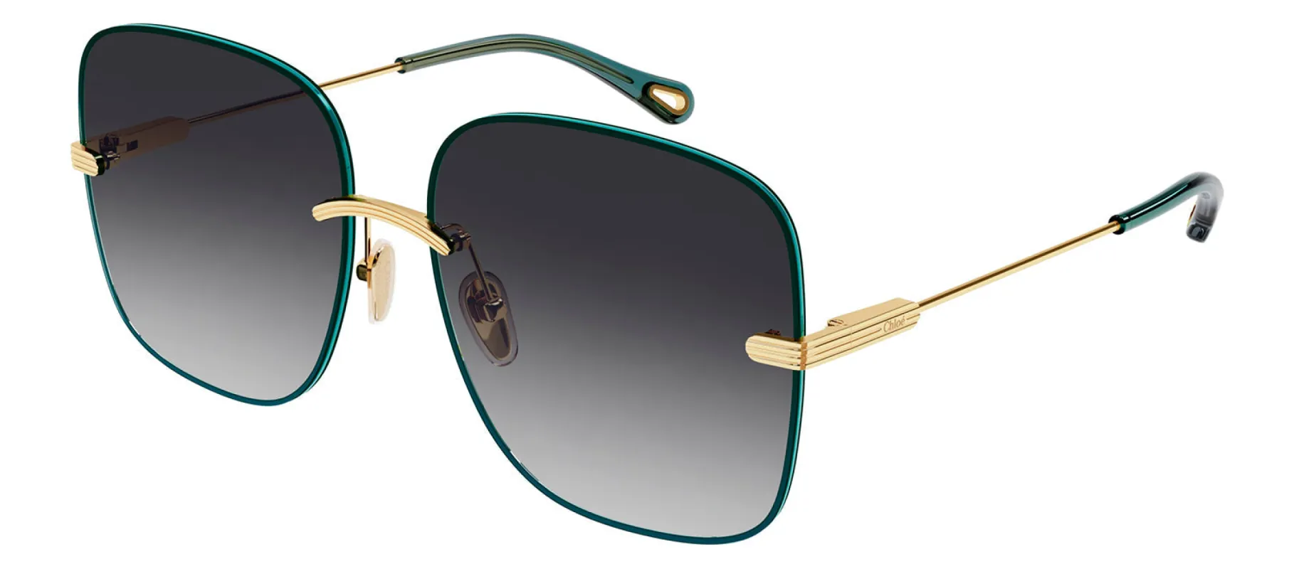 Chloe CH 0134S 001 Rimless Metal Gold Sunglasses with Grey Gradient Lens sold by Gaffos