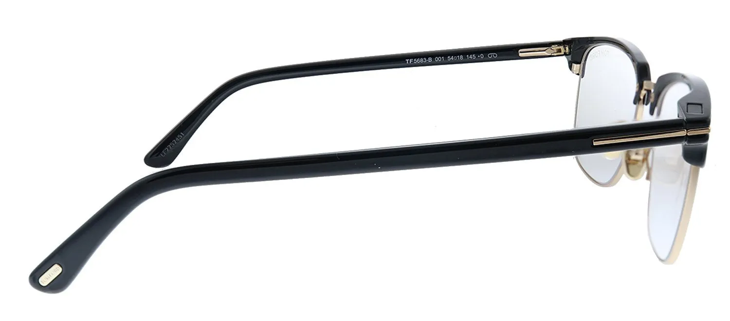 Tom Ford FT 5683-B 001 Square Metal Shiny Black Sunglasses with Blue Block Clear With Grey Clip on Lens sold by Gaffos product image thumbnail 4