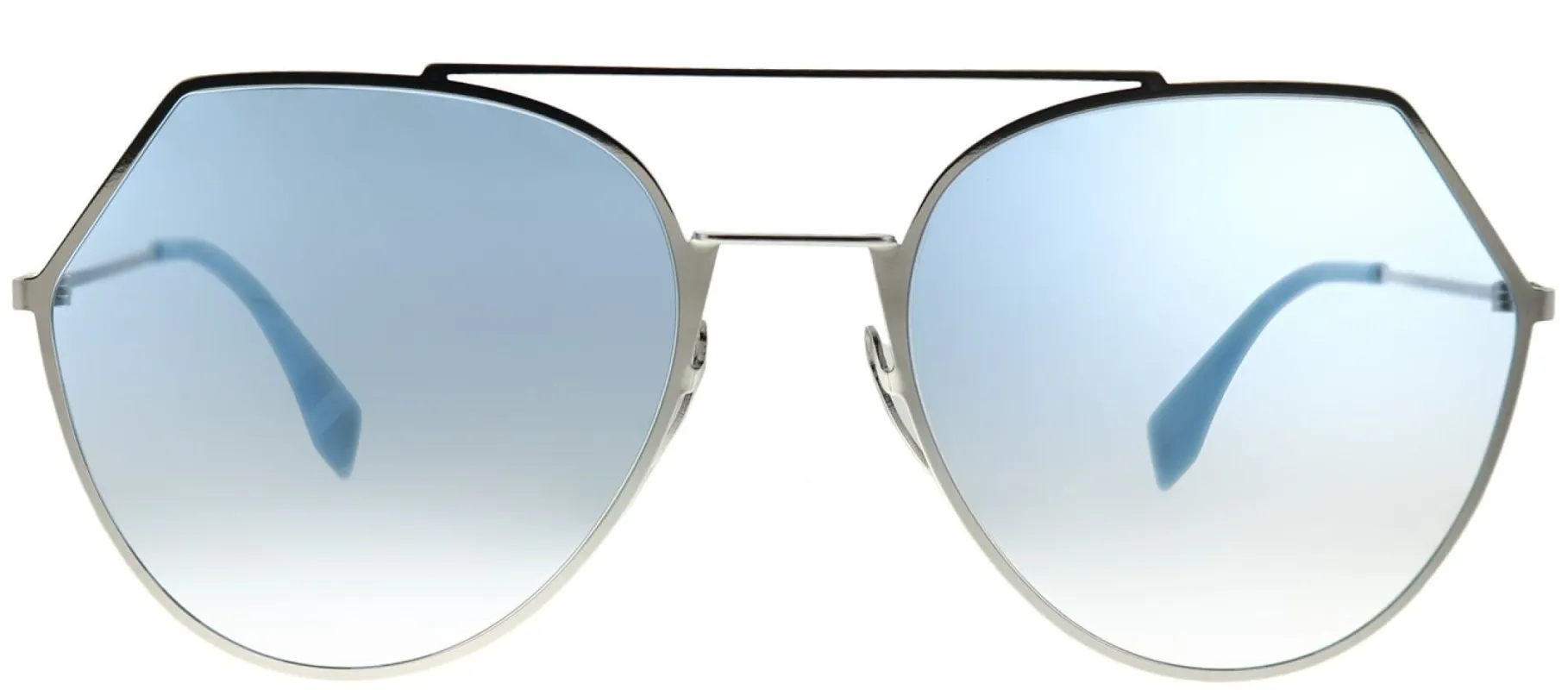 Fendi FF 0194 WH1 Aviator Metal Silver Sunglasses with Blue Fendi Logo Mirror Lens sold by Gaffos