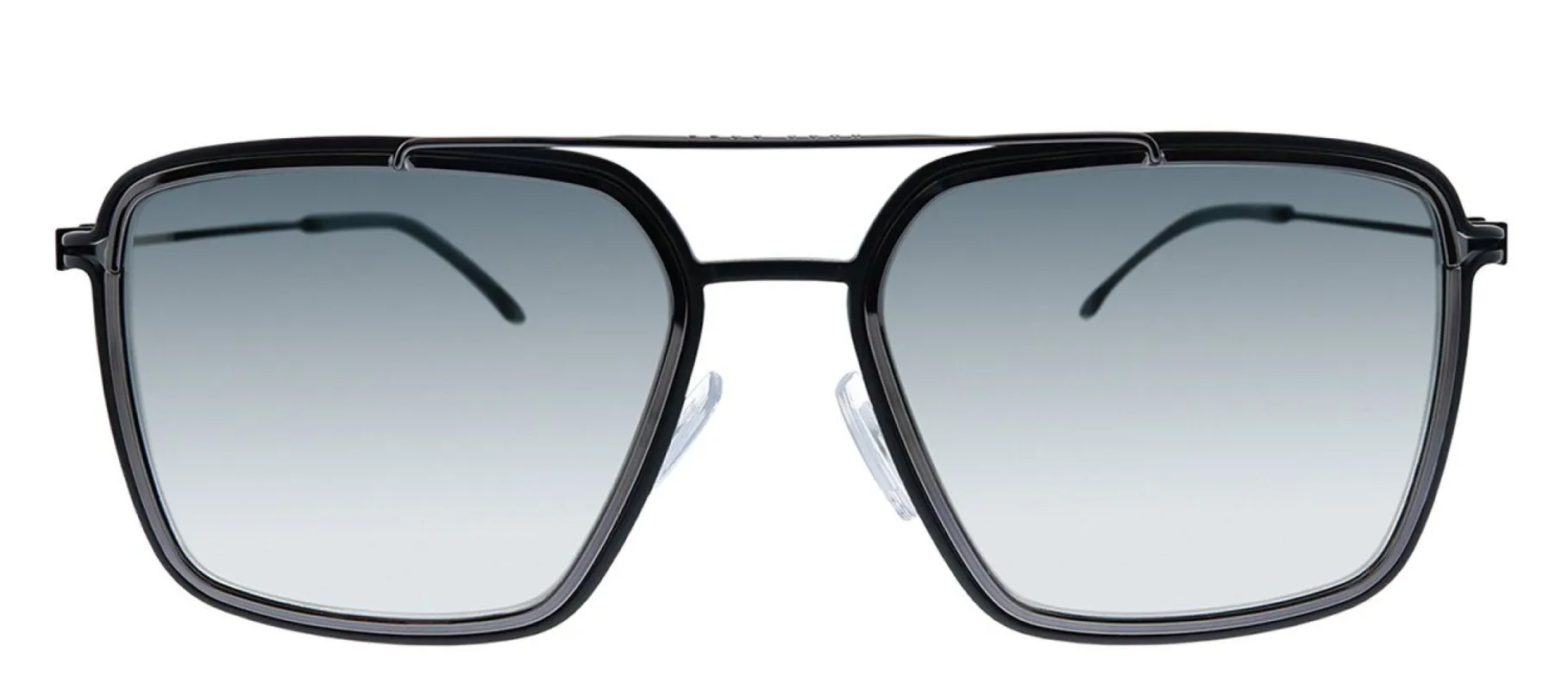 Hugo Boss BOSS 1191/S TI7 Square Metal Black Sunglasses with Blue Mirror Lens made by Gaffos
