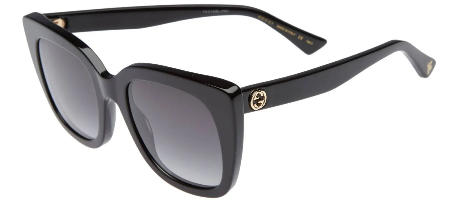 Gucci GG 0163SN 001 Cat-Eye Acetate Black Sunglasses with Grey Lens sold by Gaffos