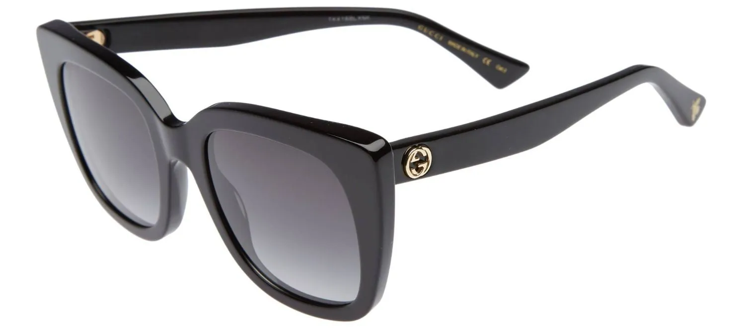 Gucci GG 0163SN 001 Cat-Eye Acetate Black Sunglasses with Grey Lens sold by Gaffos