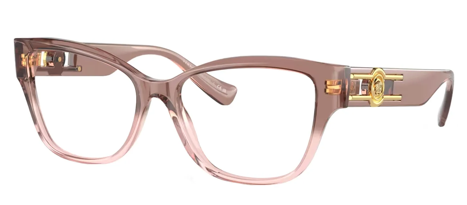 Versace ICONIC VE 3347 5435 Cat-Eye Plastic Pink Eyeglasses with Logo Stamped Demo Lenses sold by Gaffos product image thumbnail 2