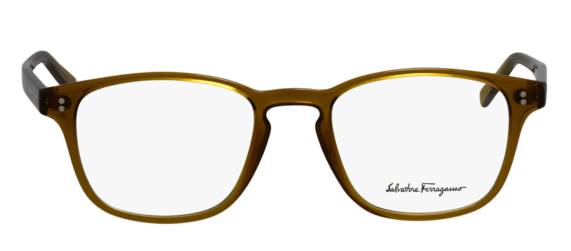 Salvatore Ferragamo SF 2913 219 Square Plastic Trasparent mustard Eyeglasses with Logo Stamped Demo Lenses made by Salvatore Ferragamo