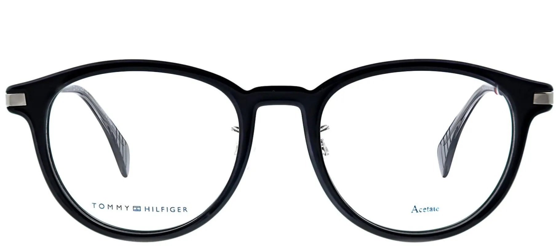 Tommy Hilfiger TH 1567F 807 Oval Plastic Black Eyeglasses with Demo Lens made by Gaffos