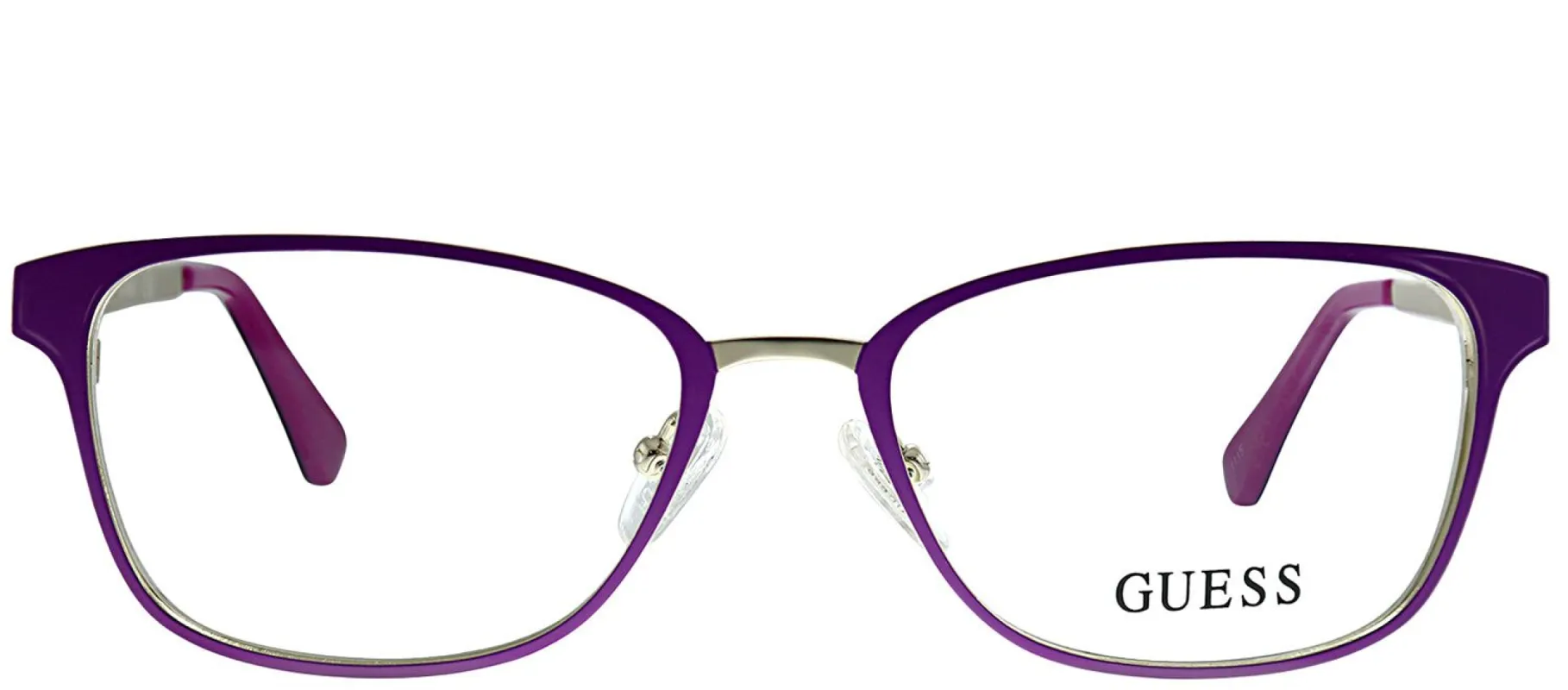 Guess GU 2550 076 Rectangle Metal Purple Eyeglasses with Demo Lens sold by Gaffos