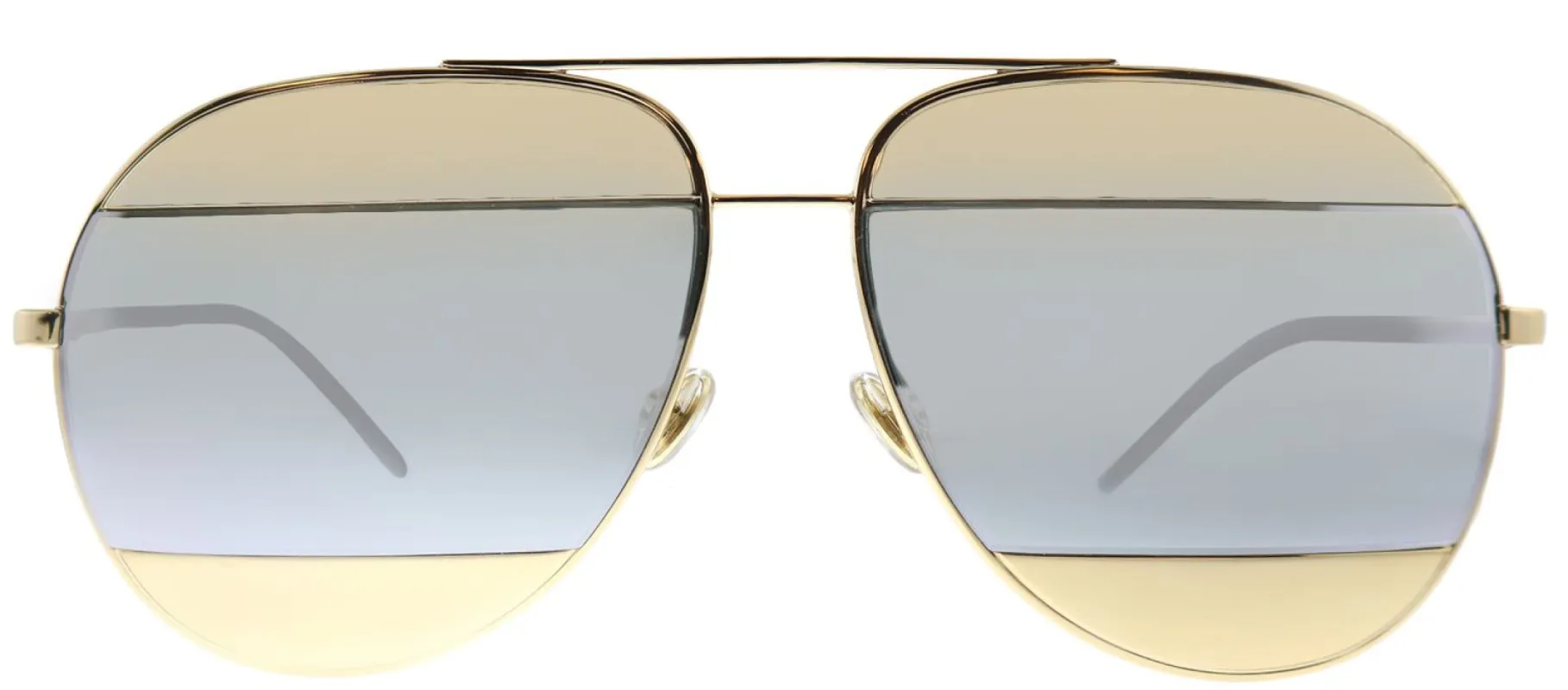 Dior Split1 000 DC Aviator Metal Gold Sunglasses with Silver Mirror Lens sold by Gaffos