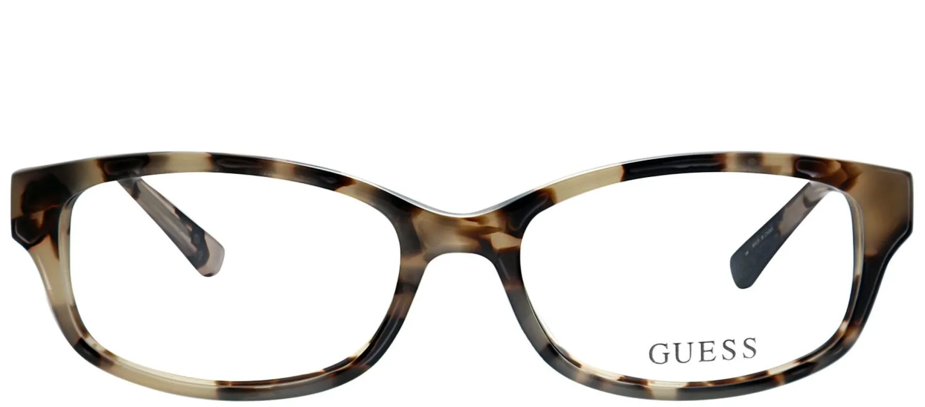 Guess GU 2429 PKTO Rectangle Plastic Beige Eyeglasses with Demo Lens made by Gaffos