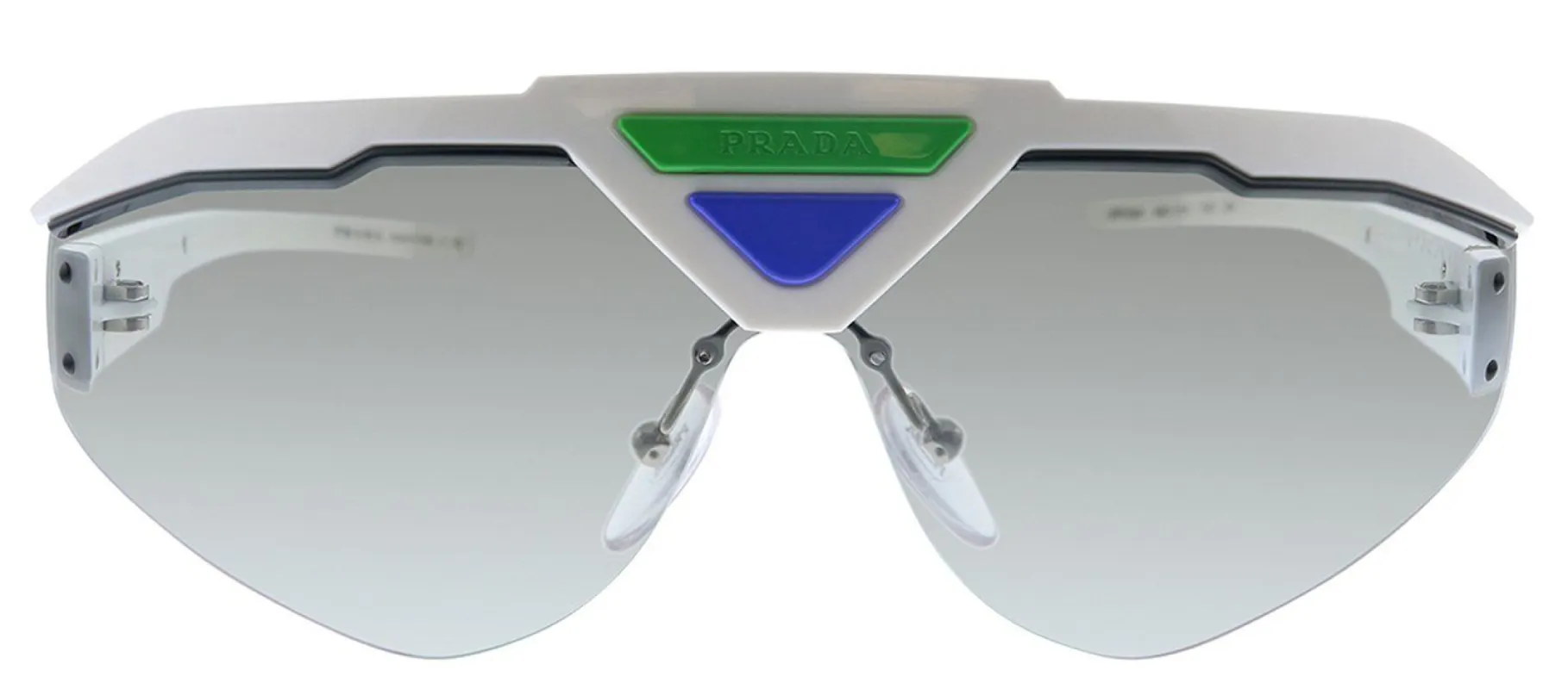 Prada PR 69VS 461112 Shiled Plastic White Sunglasses with Silver Mirror Lens sold by Gaffos