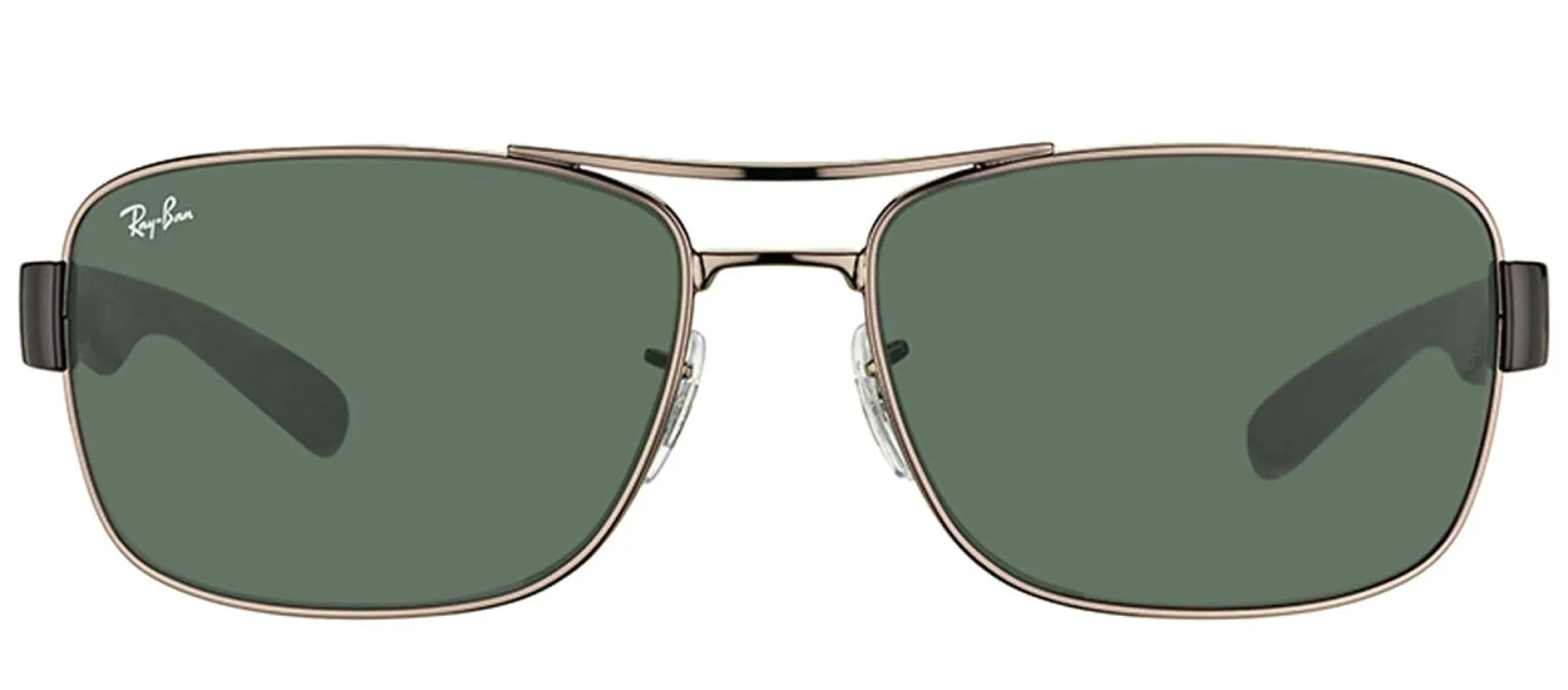 Ray-Ban RB 3522 004/71 Rectangle Metal Gunmetal Sunglasses with Green Lens sold by Gaffos