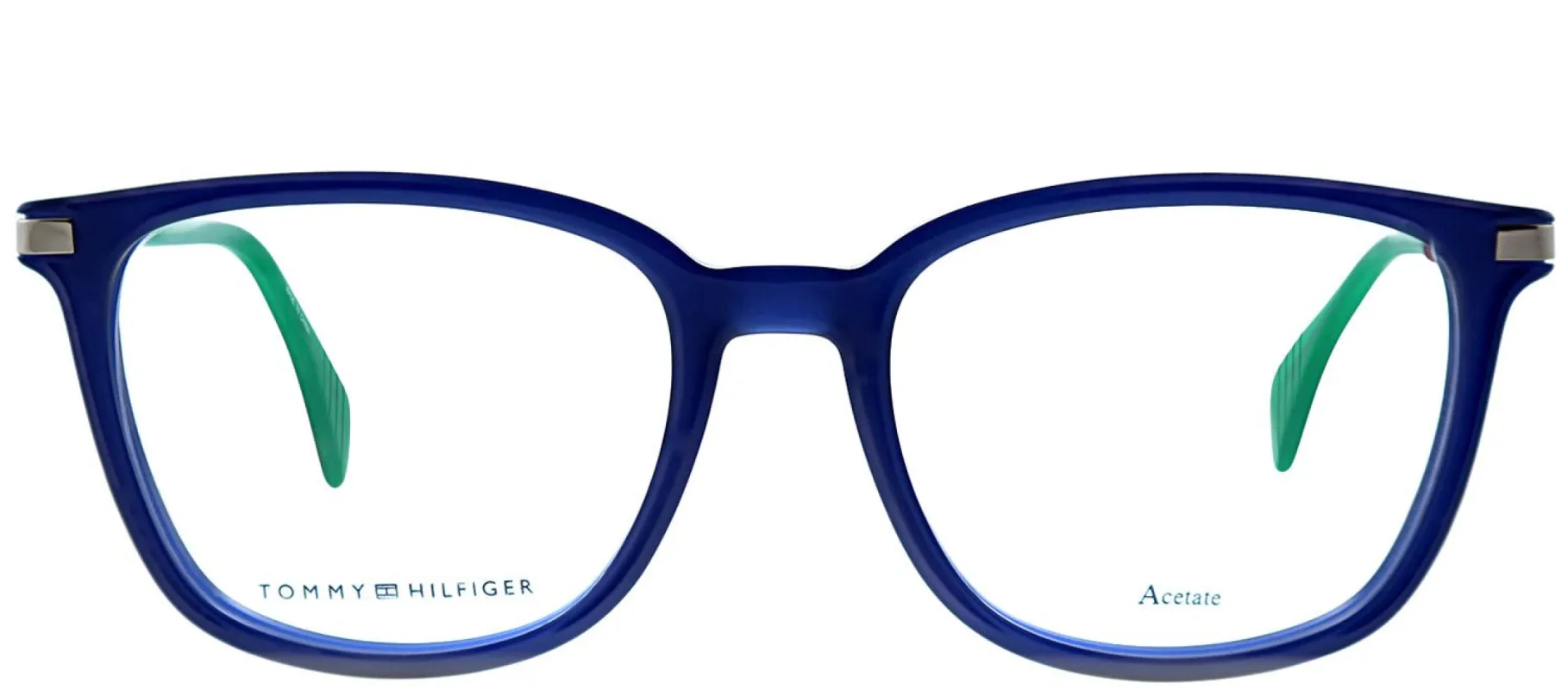 Tommy Hilfiger TH 1558 PJP Rectangle Plastic Blue Eyeglasses with Demo Lens made by Gaffos