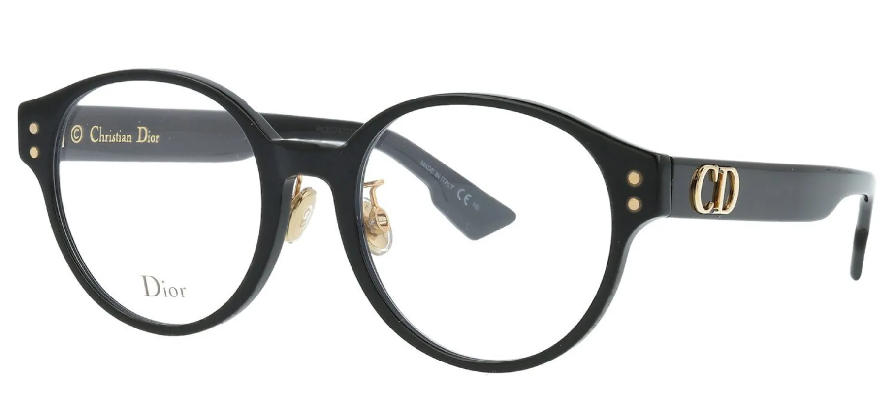 Dior CD DiorCD3F 807 Round Plastic Black Eyeglasses with Demo Lens made by Gaffos