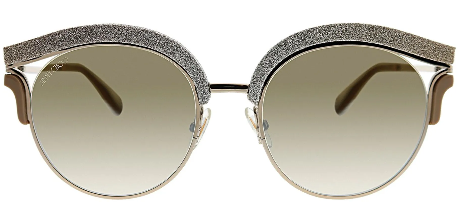 Jimmy Choo JC Lash 1RU Cat-Eye Plastic Gold Sunglasses with Brown Mirror Gradient Lens sold by Gaffos