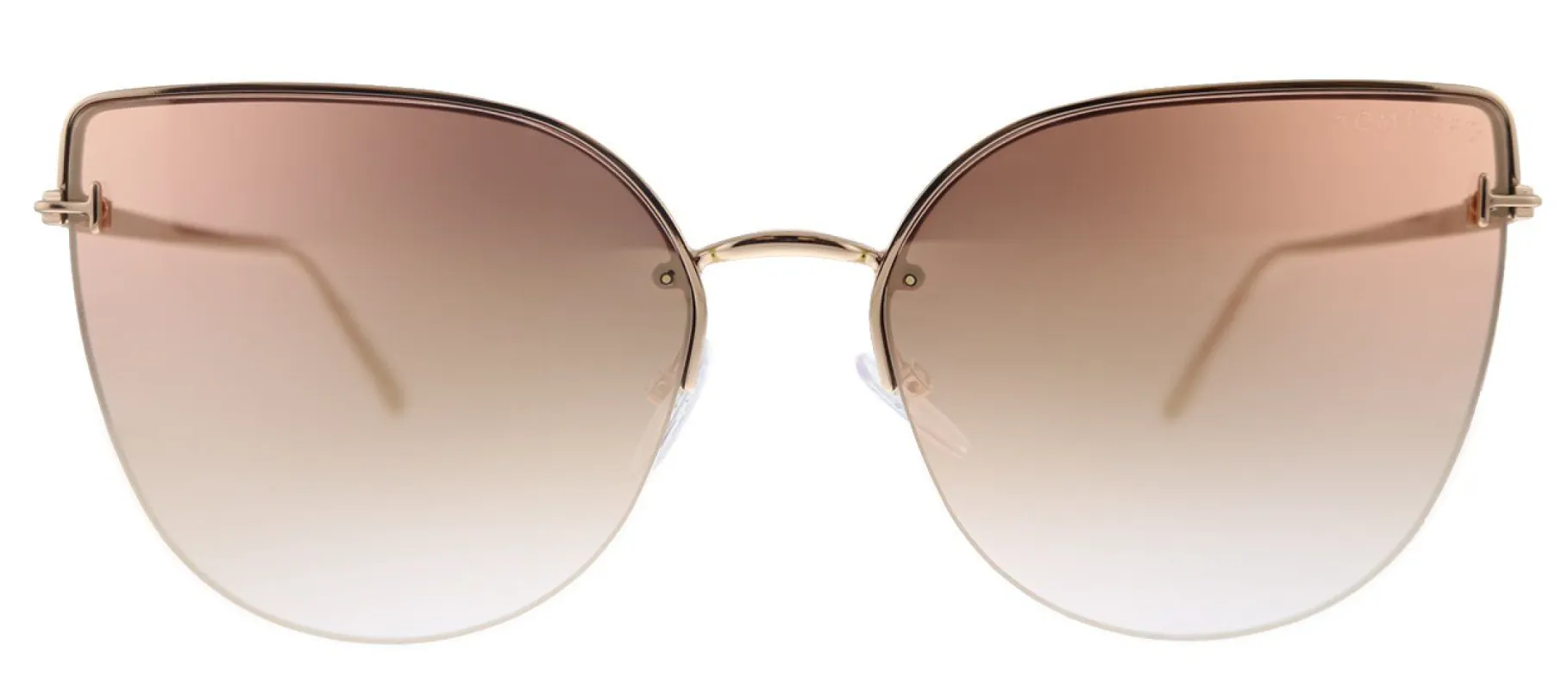 Tom Ford Ingrid-02 TF 652 33Z Cat-Eye Metal Shiny Rose Gold Sunglasses with Pink Mirrored Gradient Lens sold by Gaffos