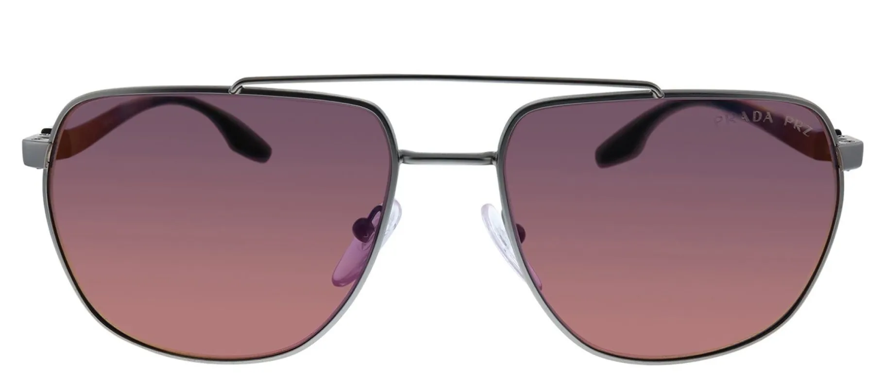 Prada Linea Rossa PS 55VS 7CQ07A Pilot Metal Silver Sunglasses with Pink Polarized Lens sold by Gaffos