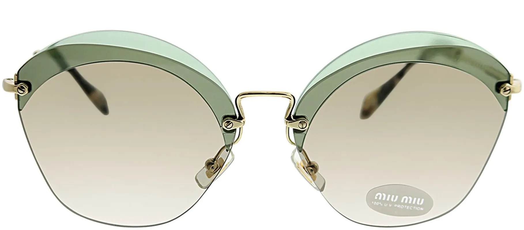 Miu Miu MU 53SS VX15J263 Fashion Metal Green Sunglasses with Brown Lens sold by Gaffos