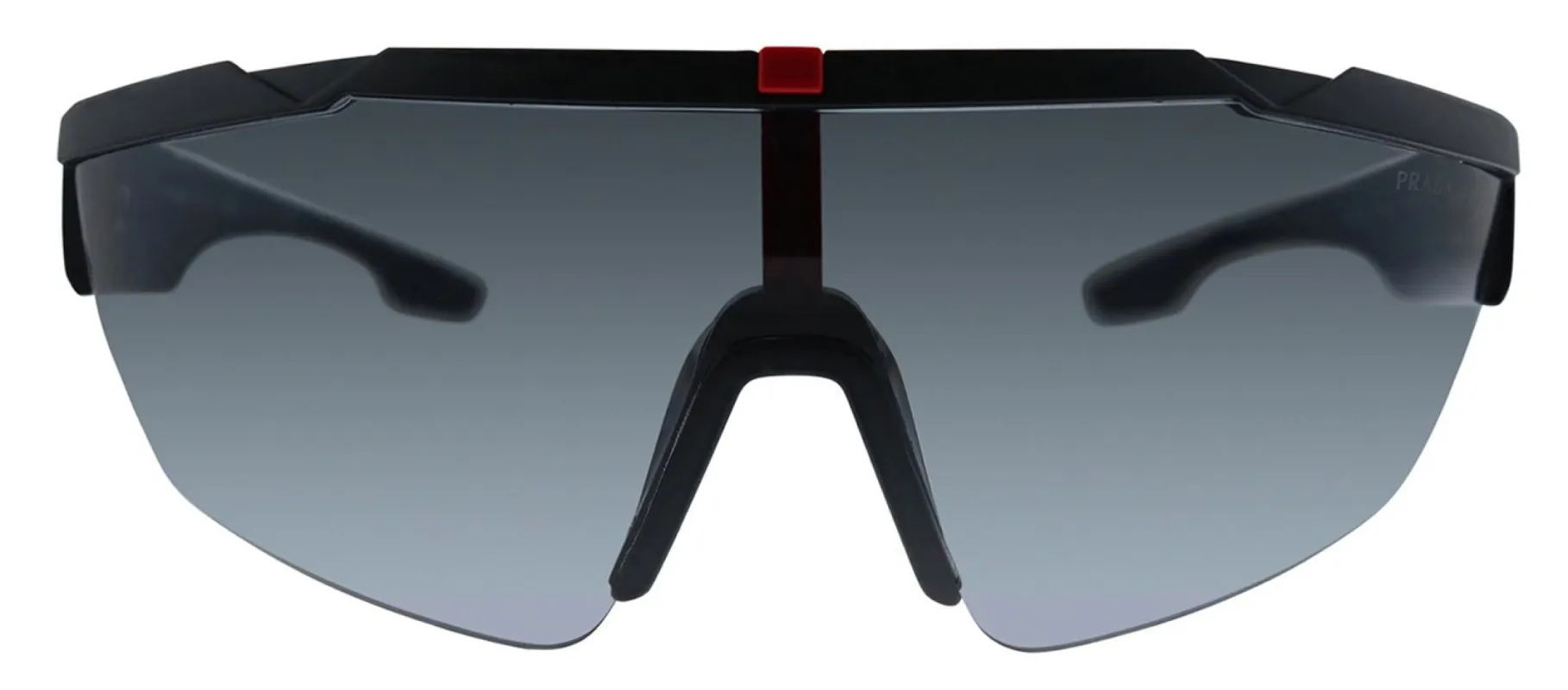 Prada Linea Rossa PS 03XSF DG05Z1 Shield Plastic Black Sunglasses with Grey Polarized Lens made by Gaffos