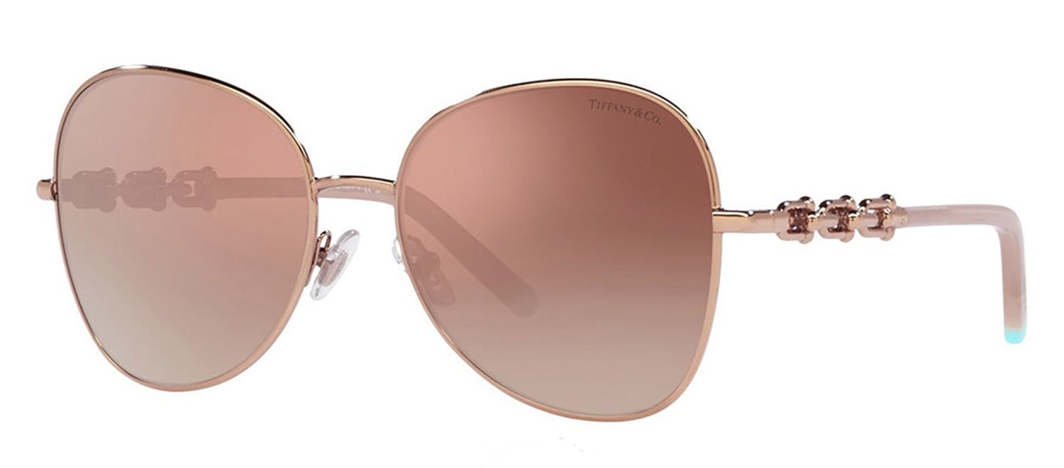 Tiffany & Co. TF 3086 61053N Pilot Metal Rubedo Sunglasses with Pink Orange Mirrored Gradient Lens sold by Gaffos