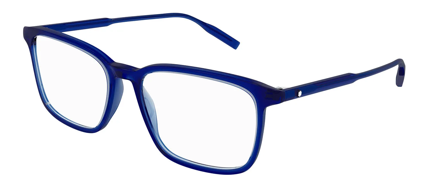 Montblanc MB 0197O 003 Rectangle Plastic Blue Eyeglasses with Logo Stamped Demo Lenses Lens sold by Gaffos