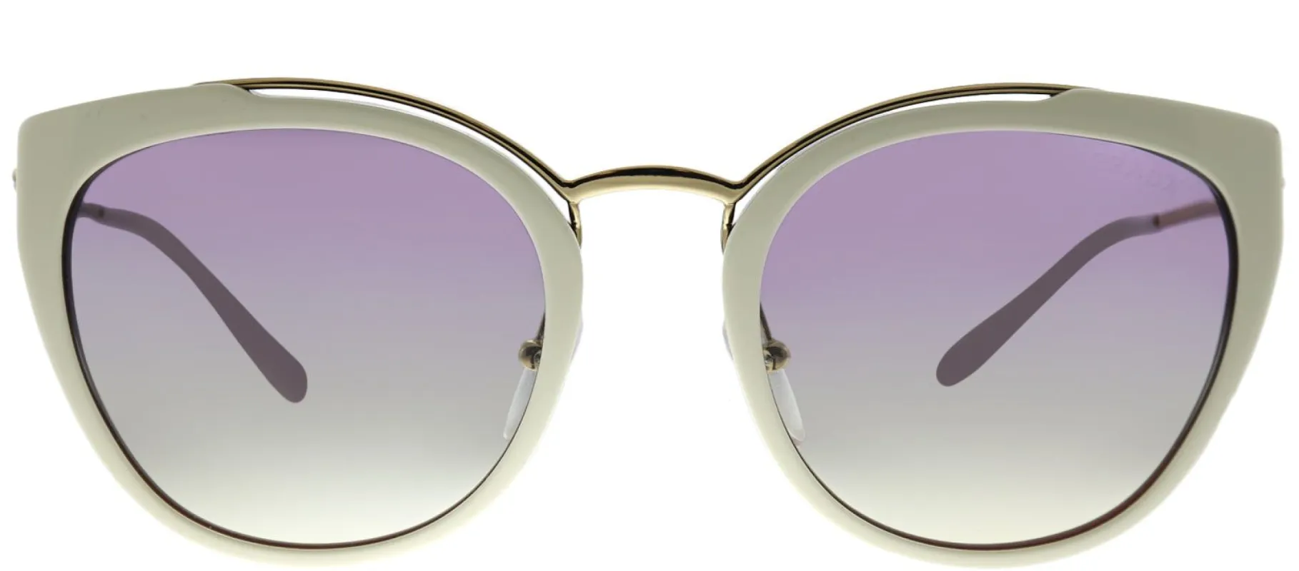 Prada PR 20US YNC226 Cat-Eye Plastic Ivory/ White Sunglasses with Violet Gradient Lens made by Gaffos