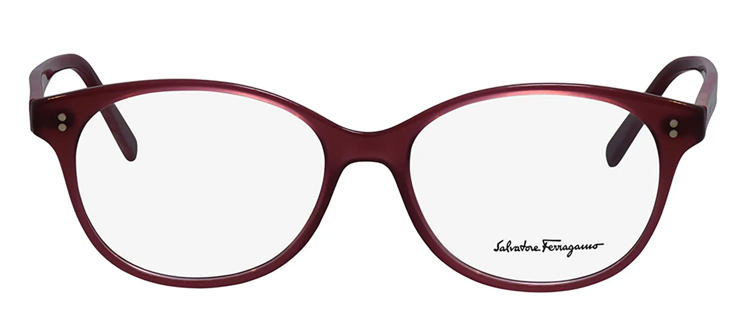 Salvatore Ferragamo SF 2911 511 Round Plastic Trasparent Mauve, Lillac Marble Eyeglasses with Logo Stamped Demo Lenses sold by Gaffos