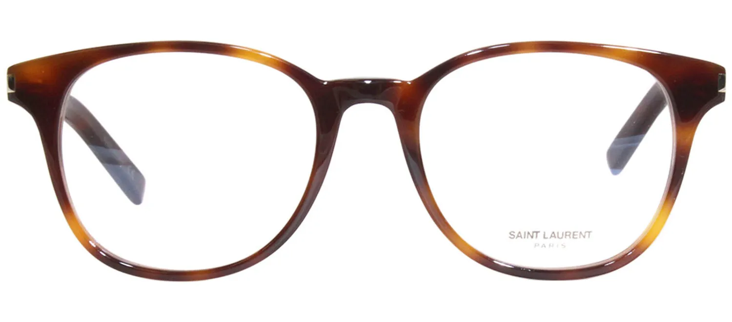 Saint Laurent SL 523O 5 Round Plastic Havana Eyeglasses with Logo Stamped Demo Lenses sold by Gaffos