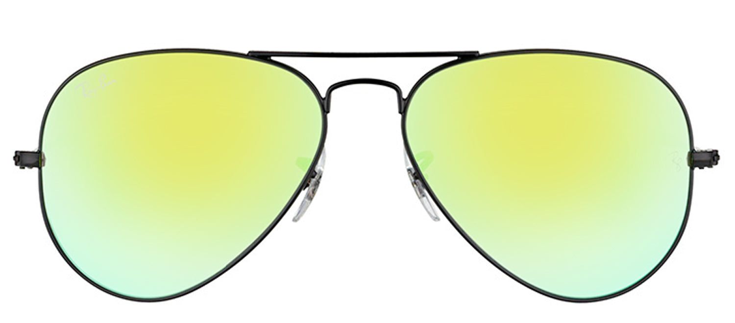 Ray-Ban RB 3025 002/4J Aviator Metal Black Sunglasses with Green Gradient Mirror Lens sold by Gaffos